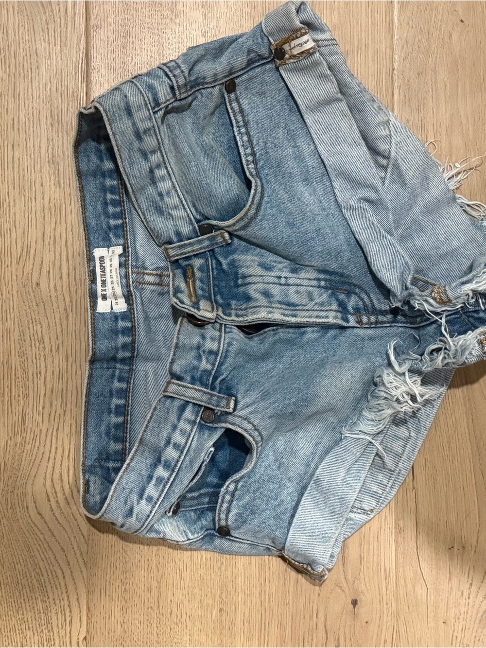 One Teaspoon Light Blue Distressed Denim Shorts